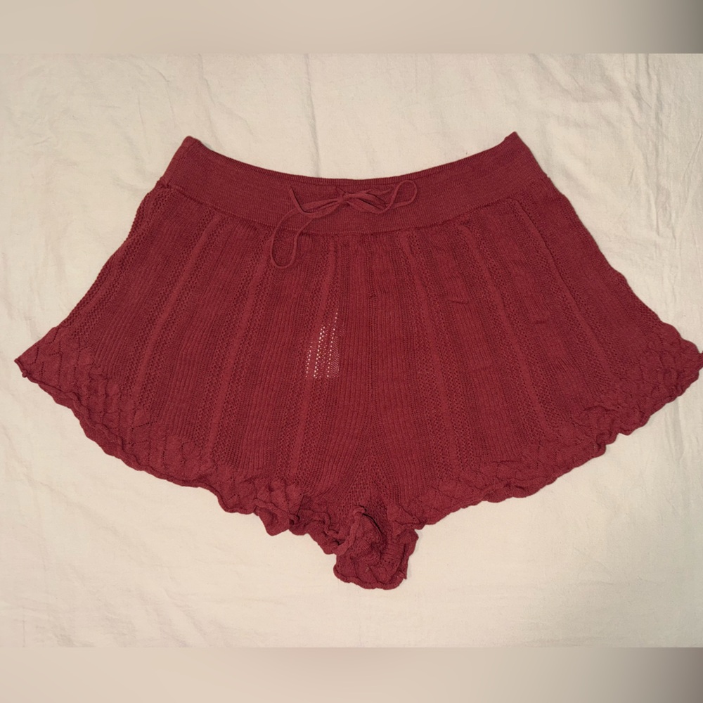 Free People Burgundy Knit Shorts Womens Suze Medium